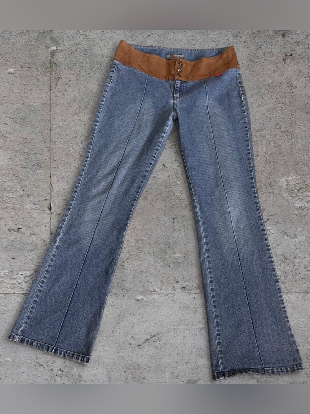 Gasoline Vintage Y2K Western Suede-Waistband Bootcut Jeans